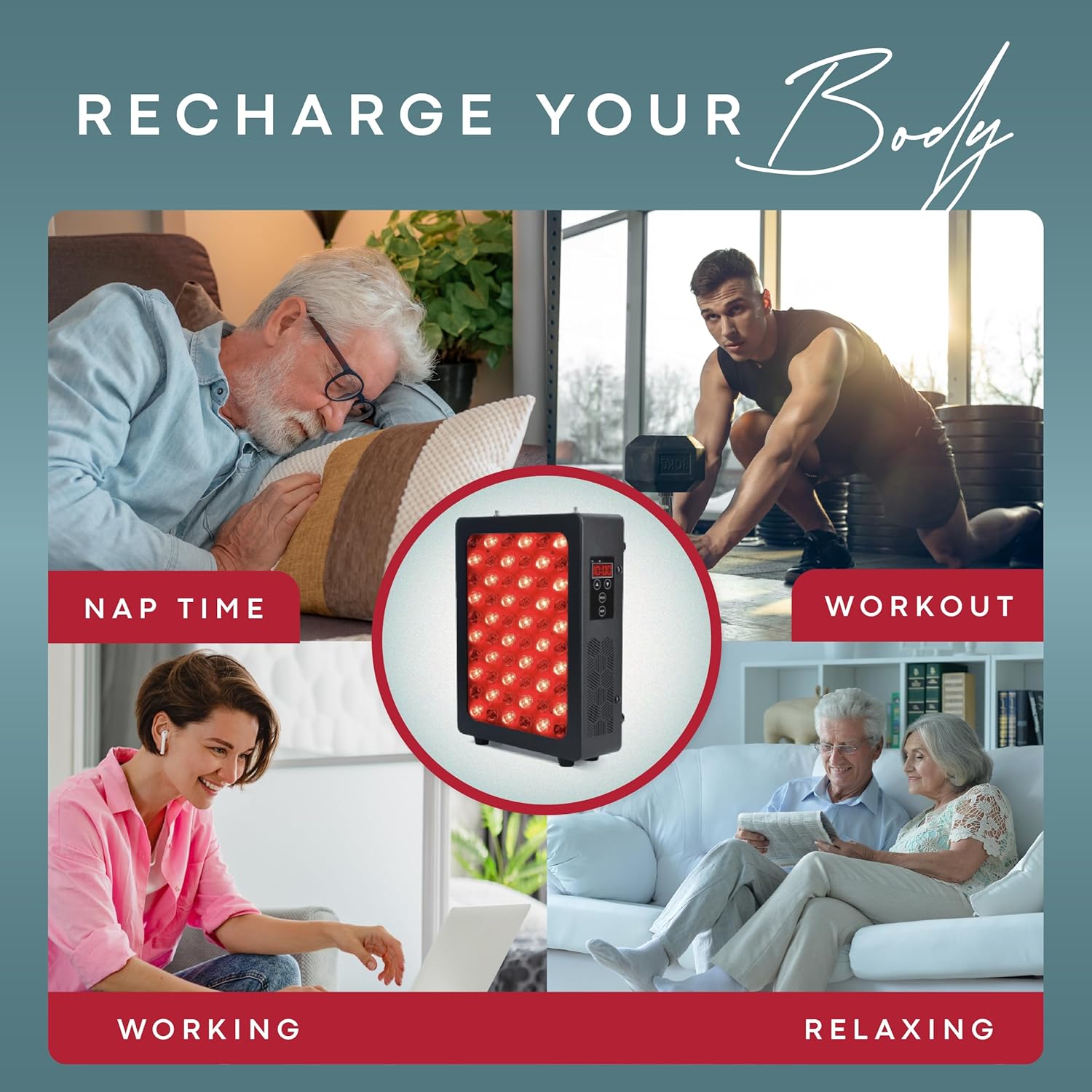 Red Light Therapy for Body & Face - FSA Eligible - 660nm & 850nm Infrared Red Light Therapy Panel for Skin, Muscles & Recovery – Full-Body LED Light Therapy Hanging Device