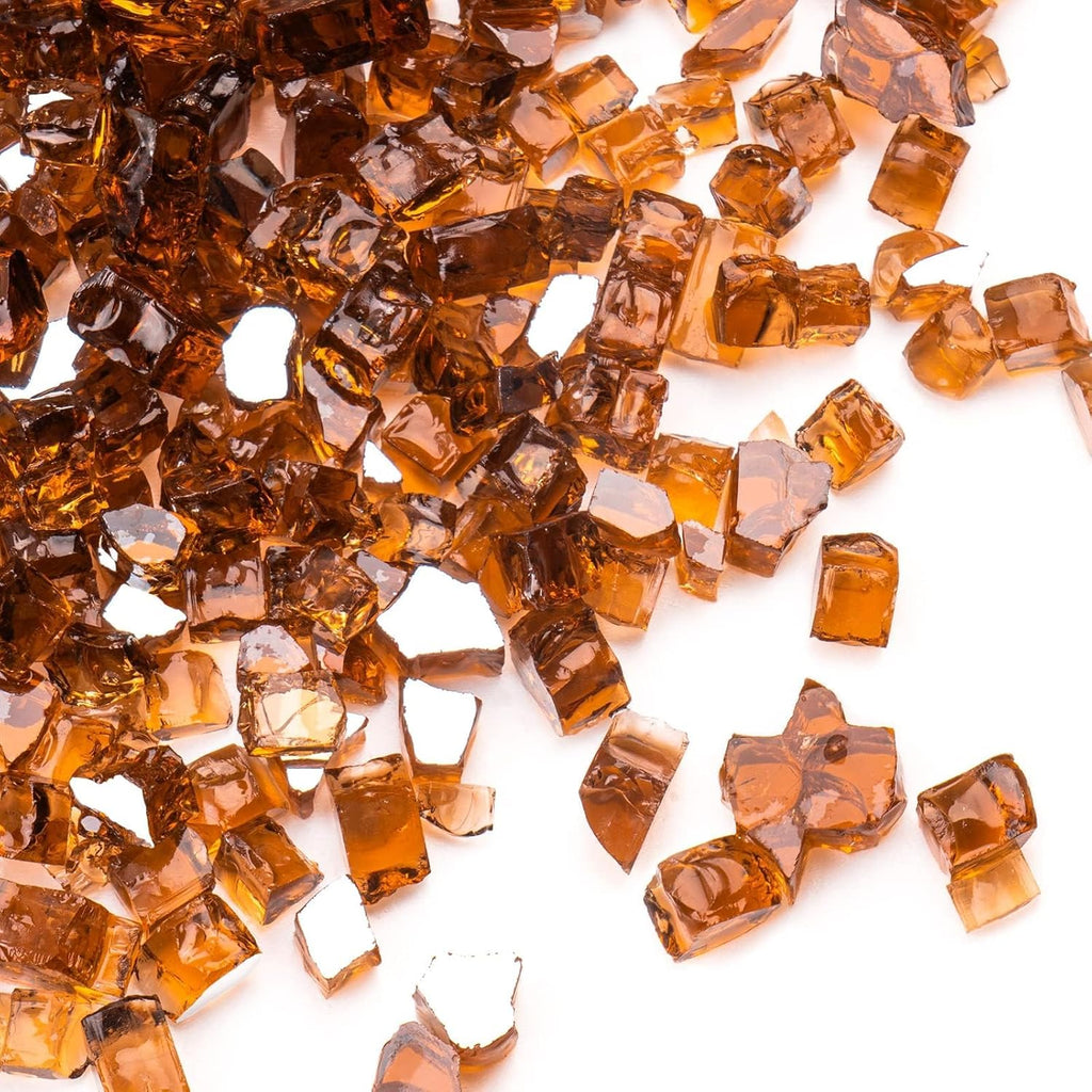 20 lbs Fire Glass for Propane Fire Pit, 1/2 Inch Fire Pit Glass Rocks for Gas Fireplace, Reflective Glass Rocks for Fire Pit Table, Copper