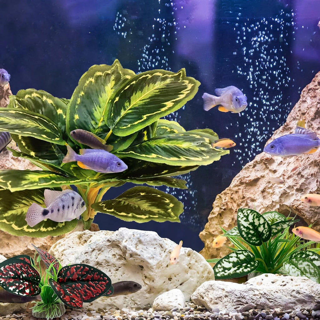 Reptile Artificial Plants, Terrarium Plants Decorations Supplies, Aquarium Fish Tank Plant, Amphibian Habitat Hideout Tank Accessories(L Set-3pcs/C)