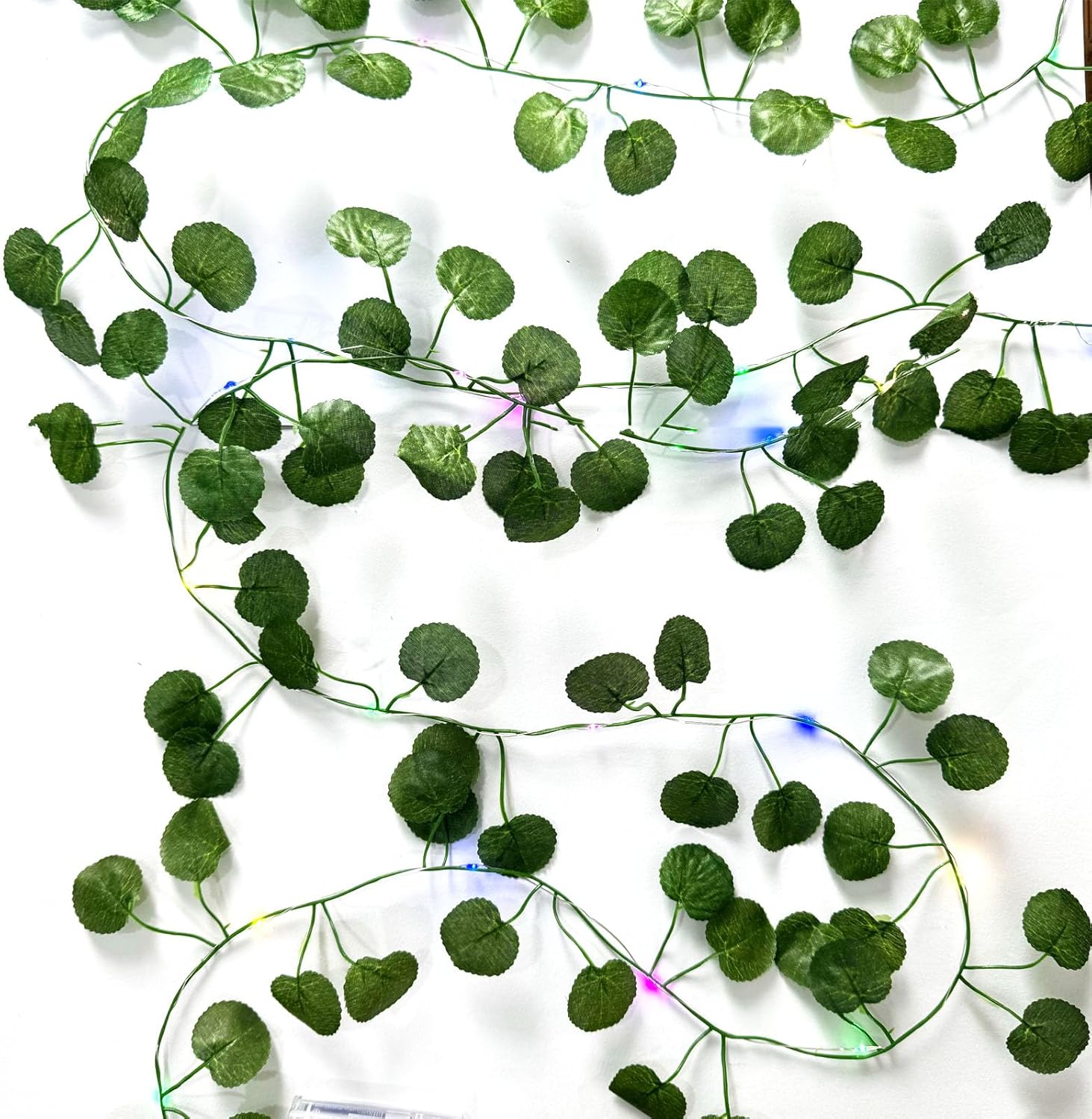 6Pcs Artificial Hanging Plants Begonia Leaf Vine With 60 Colorful Lights, Begonia Vine Leaves, Fake Plant Vines, Can Be Used for Wall,Party Wedding, Home, Kitchen, Indoor and Outdoor Decoration