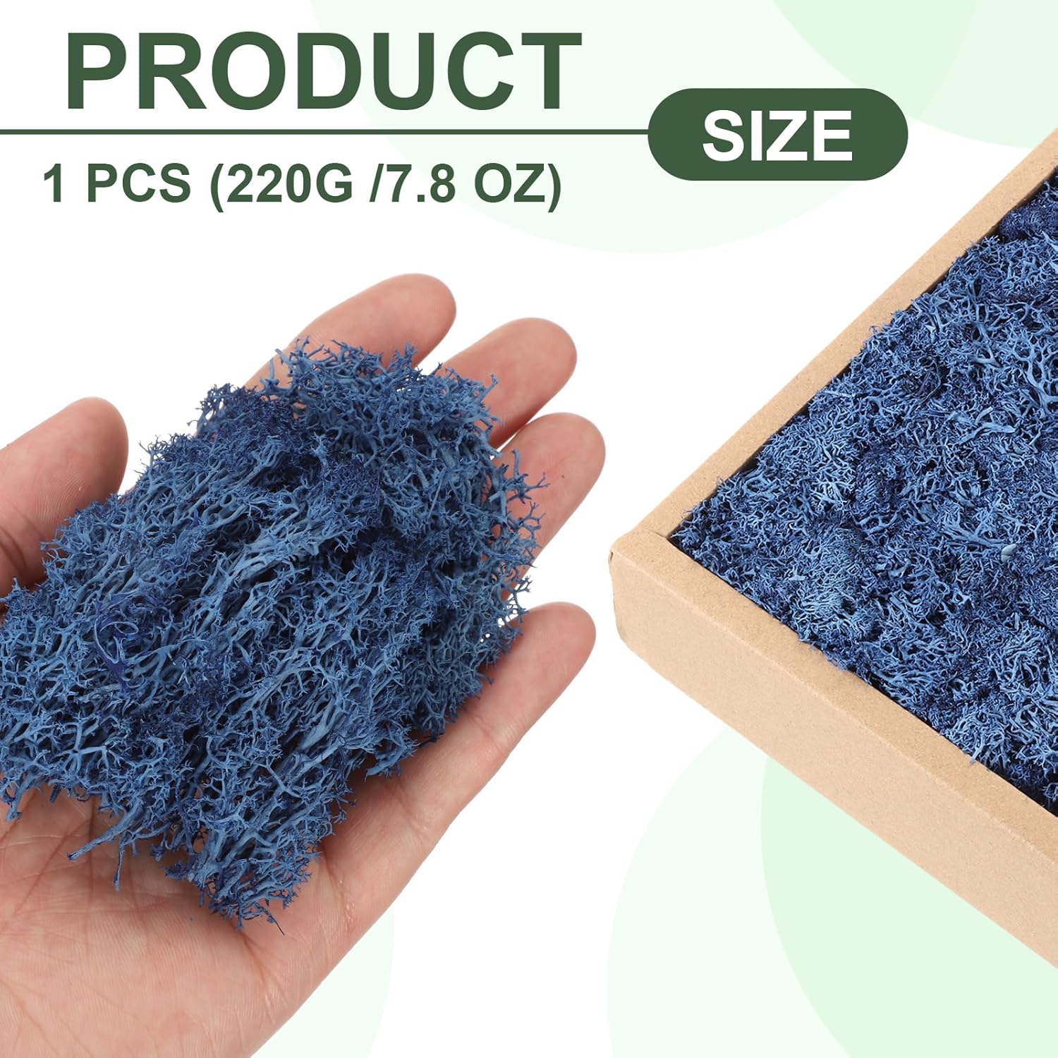 MECCANIXITY 7.8oz Preserved Reindeer Moss, Dark Blue Decorative Artificial Fake Moss for Potted Plants Indoor Crafts Lichen Centerpieces Decor