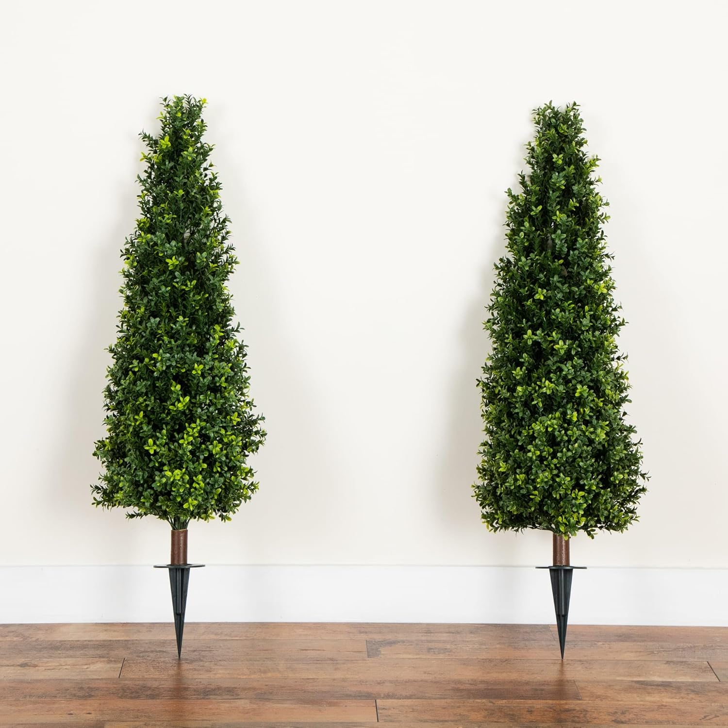 Nearly Natural 4ft UV Resistant Artificial Boxwood Plant with Integrated Ground Stake - Set of 2