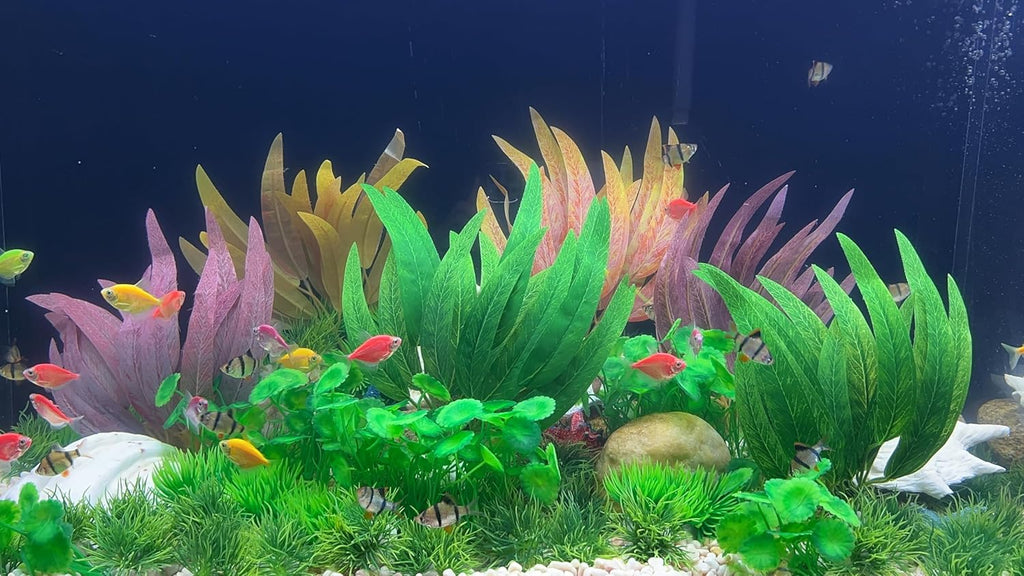 BEGONDIS 2Pcs Artificial Aquatic Plants Set - Lifelike Silk Fabric Leaves for Aquarium Decoration, Easy to Maintain, Vibrant Underwater Garden (Orange)