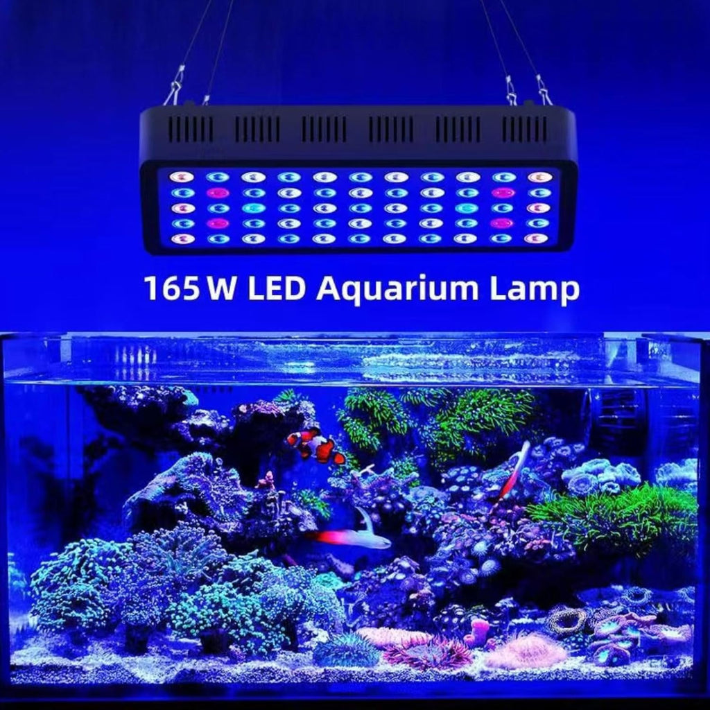 165w Full Spectrum Aquarium Light Reef/Fish Tank Light with 3 Dimming Modes 55 Premium SMD Chips 5 Colors LED Reef Light for Coral Saltwater Freshwater Fish (16"X8"X2.4")