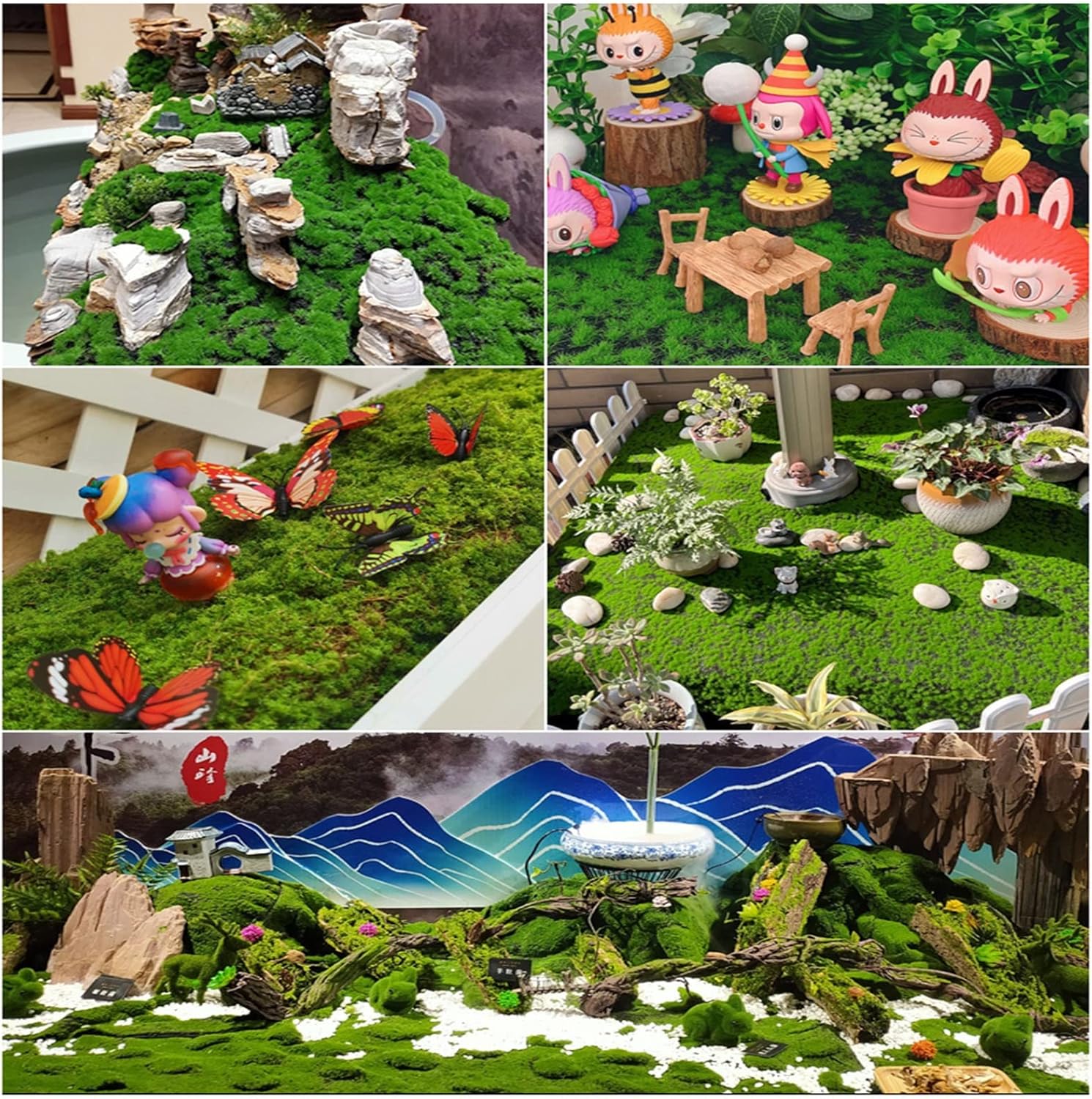 YIQIFLY Simulation Artificial Moss Mat Fake Grass Rug DIY Synthetic Turf Lawn Carpet for Wedding Home Backyard Balcony Indoor Outdoor Decor (Color : Green, Size : 1x2m(3.2x6.5ft))