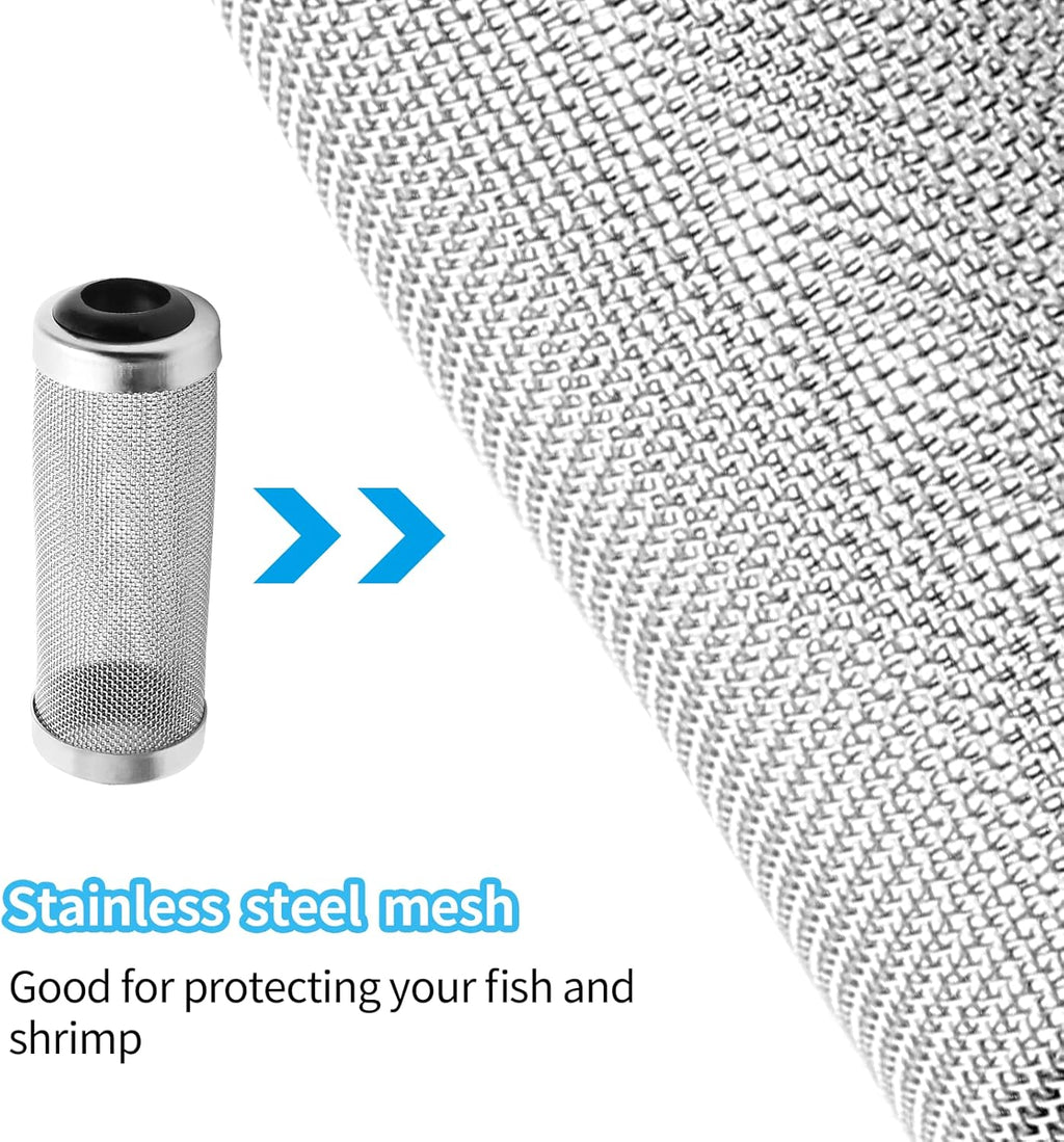 Bivethoi Stainless Steel Aquarium Filter Intake Cover, 12mm Shrimp Filter Guard Metal Fish Tank Filter Intake Strainer, Mesh Tube Filter Net Cover Aquarium Inlet Filter Screen for Fish Tank