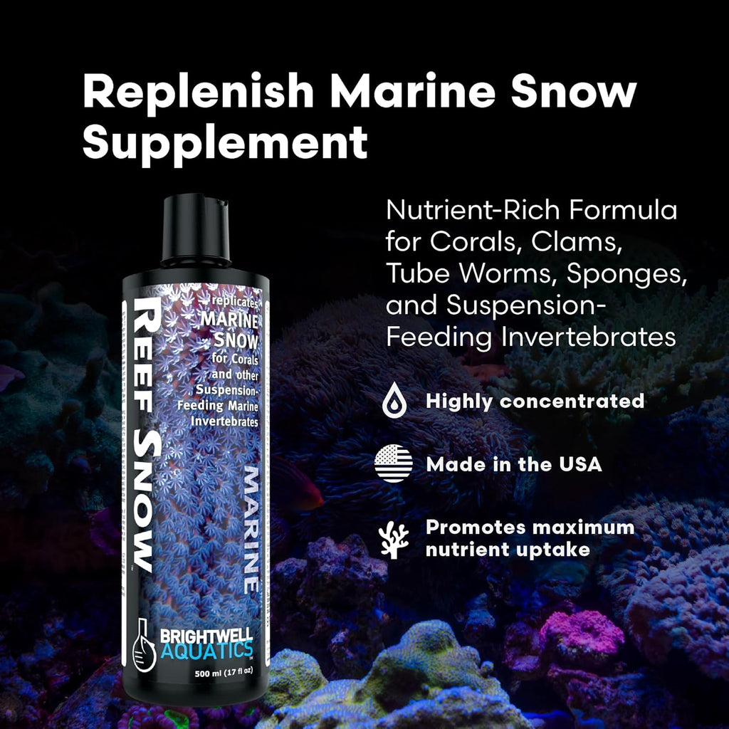 Brightwell Aquatics Reef Snow – Nutrient-Rich Supplement for Corals, Clams, Tube Worms, Sponges & Suspension Feeders – Supports Soft Tissue & Skeletal Growth in Reef Aquariums – 250 ml
