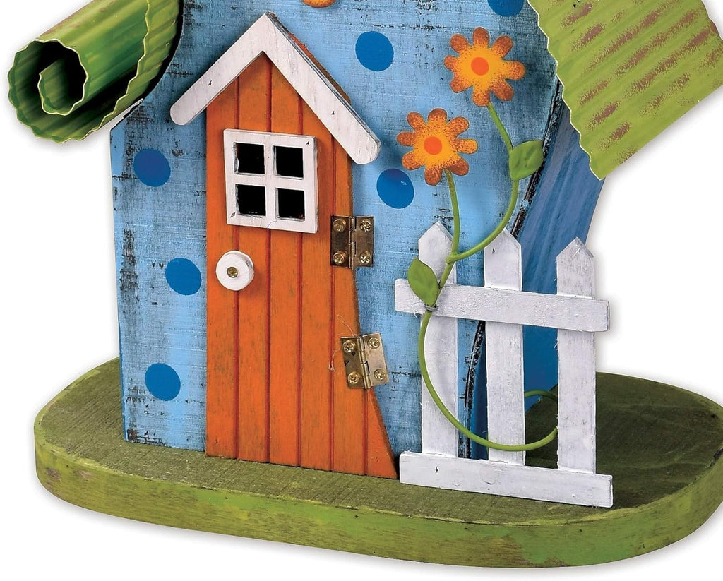 Sunset Vista Designs Country Gardens Getaway Fairytale Decorative Birdhouse, Green & Blue