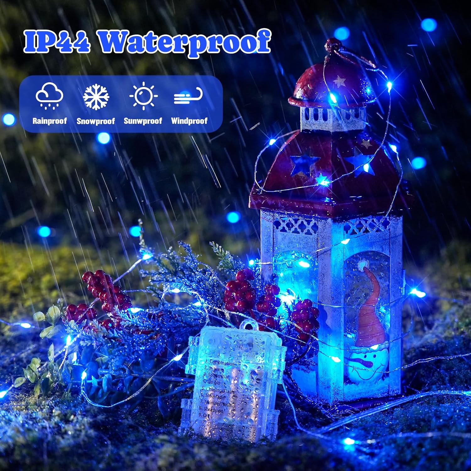 JMEXSUSS 2 Pack Blue Fairy Lights Battery Operated, Total 400 LED 132ft Christmas Twinkle Fairy Lights with Remote, 8 Modes Blue String Lights for Christmas Tree Bedroom Wreath Fireplace Decor