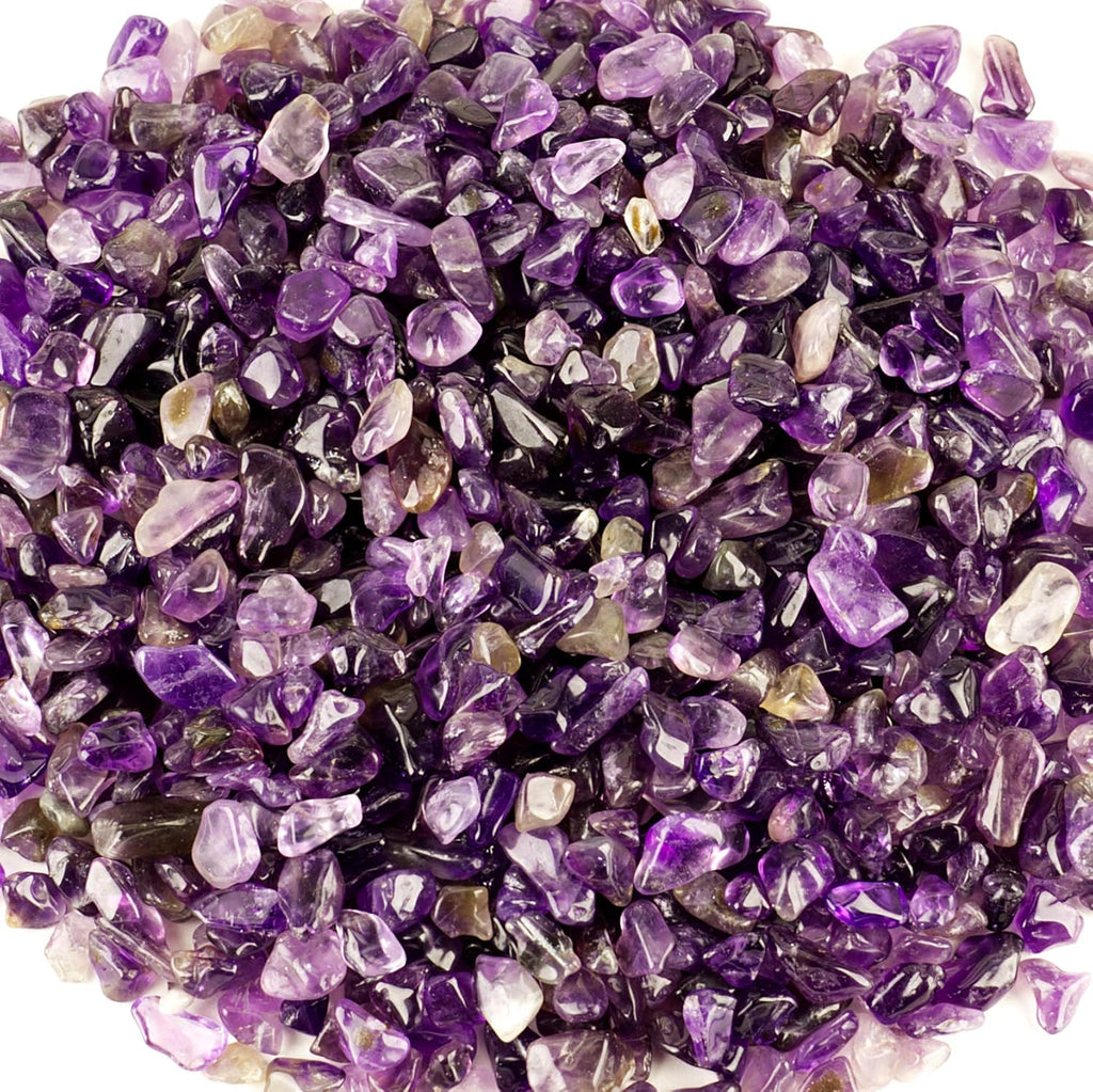 Cherry Tree Collection 1/2 Pound Polished Tumbled Gemstone Chips, Pebbles, Crystal Chips Bulk for Jewelry Making, Healing, Plants, Succulents, Aquariums, Decoration, Chakra (Amethyst)