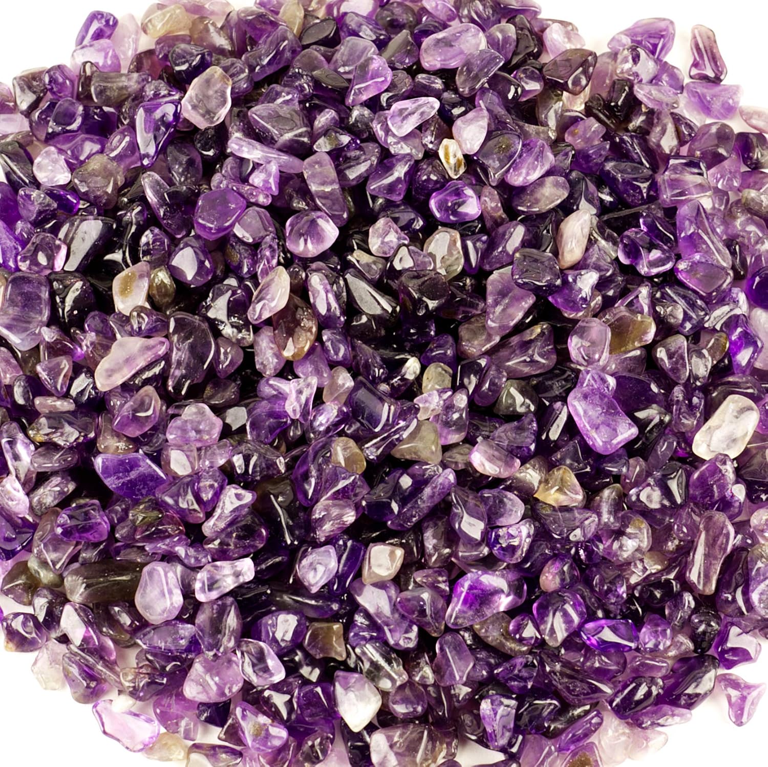 Cherry Tree Collection 1/2 Pound Polished Tumbled Gemstone Chips, Pebbles, Crystal Chips Bulk for Jewelry Making, Healing, Plants, Succulents, Aquariums, Decoration, Chakra (Amethyst)