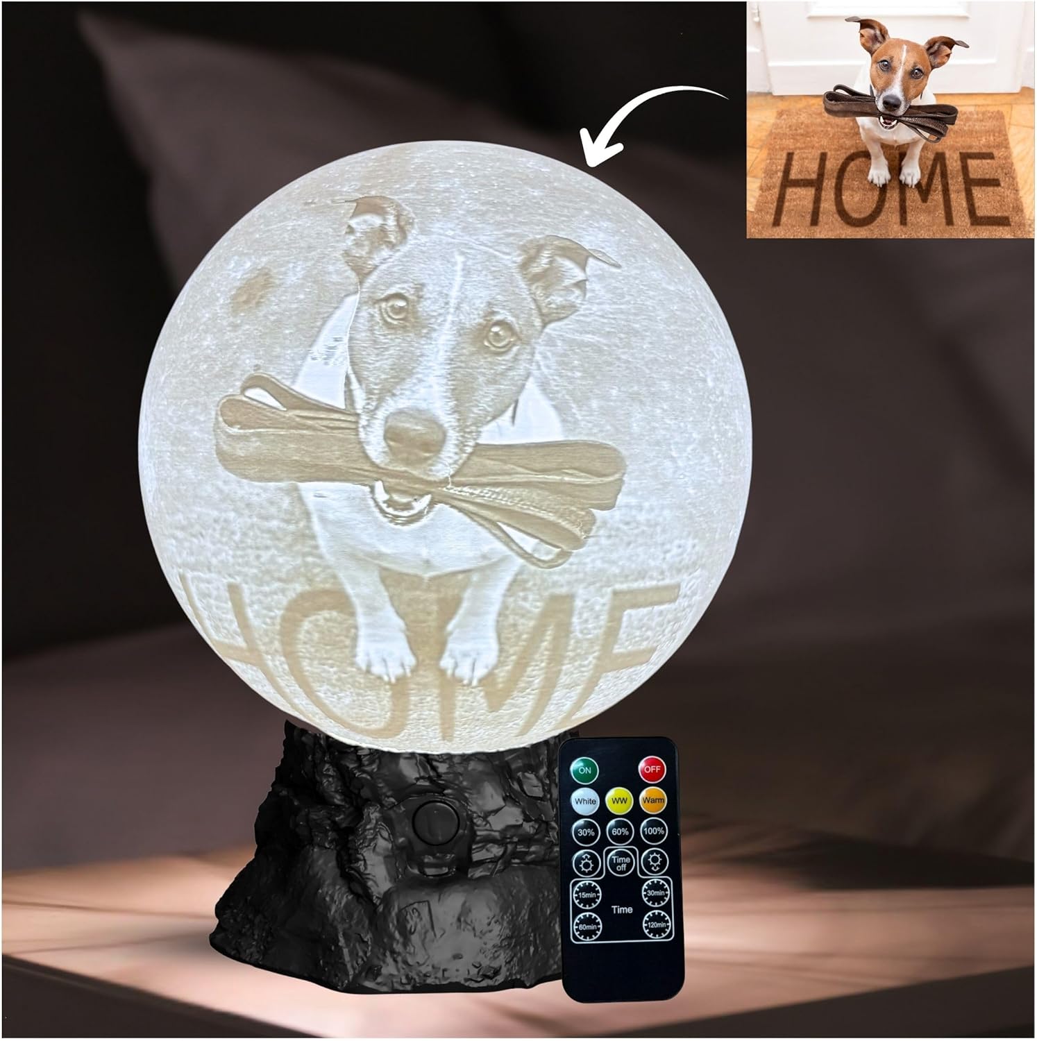 Personalized Pet Moon Lamp with Custom Photo & Text - Custom Pet Memorial Gift - Sympathy Gifts for Loss of Beloved Dog - Cat Night Light - Dog Loss Gift - Cat Memorial Lamp