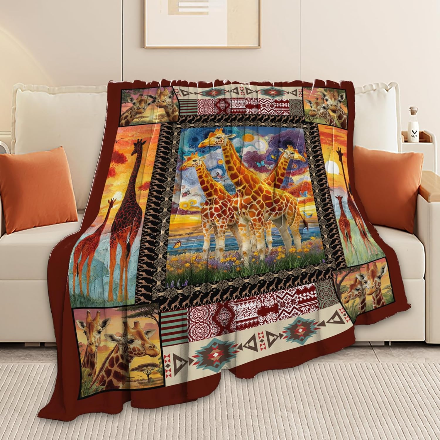 Giraffe Throw Blanket Giraffe Stuff Gifts for Kids Girls Boys Adults Women Men Soft Cozy Warm Plush Fluffy Fuzzy Fleece Blanket Decor 40''X50''