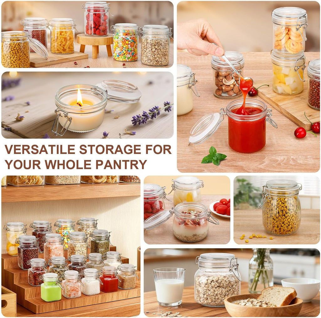 6 Pack Spice Jars, 4 oz Glass Containers with Airtight Lids, Small Herb Jars with Labels for Kitchen Storage