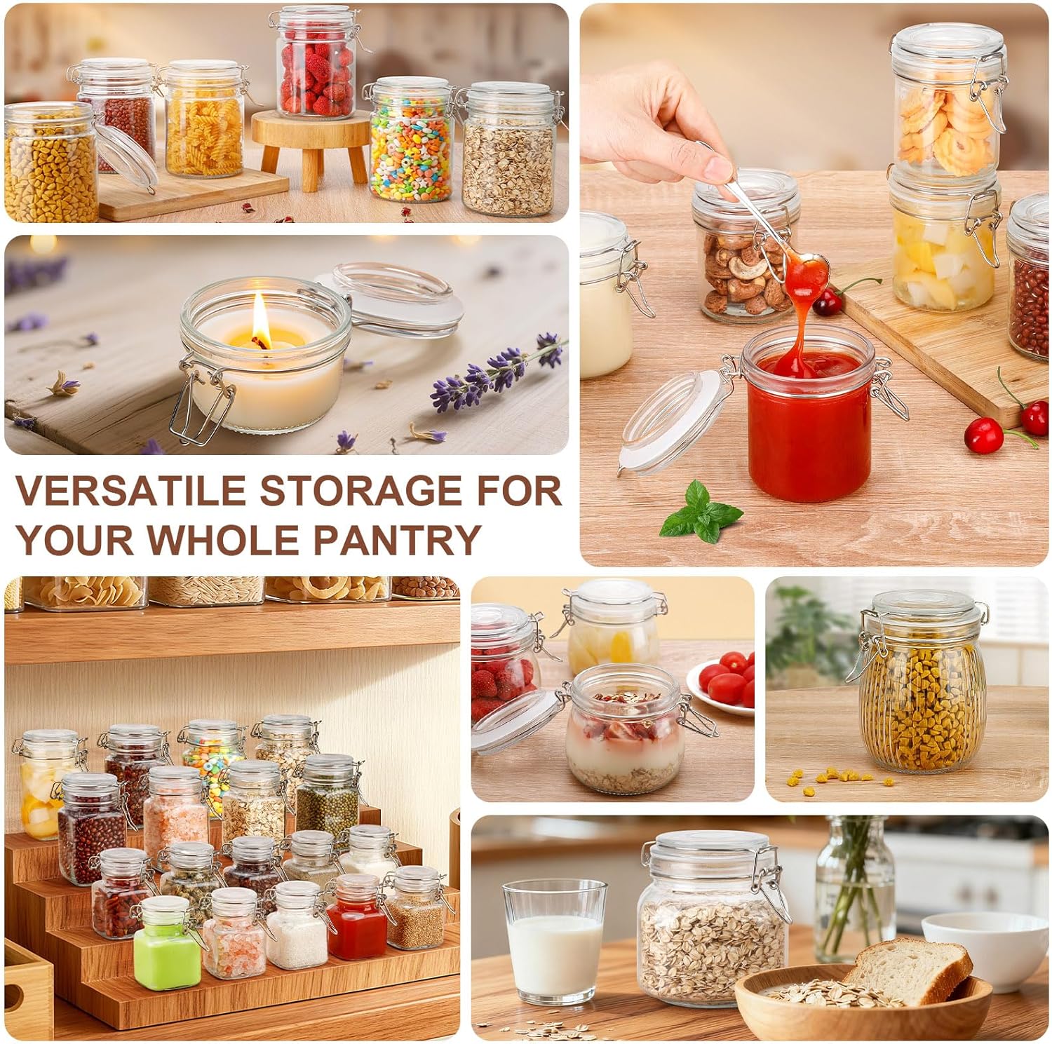 6 Pack Spice Jars, 4 oz Glass Containers with Airtight Lids, Small Herb Jars with Labels for Kitchen Storage