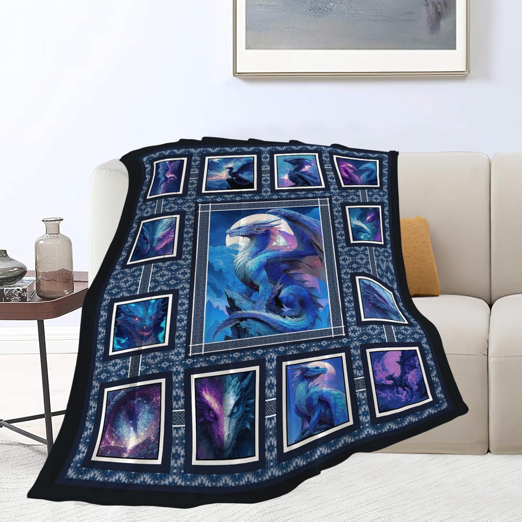 Dragon Throw Blanket Dragon Stuff Gifts for Kids Girls Boys Adults Women Men Soft Cozy Warm Plush Fluffy Fuzzy Fleece Blanket Decor 50''X60''
