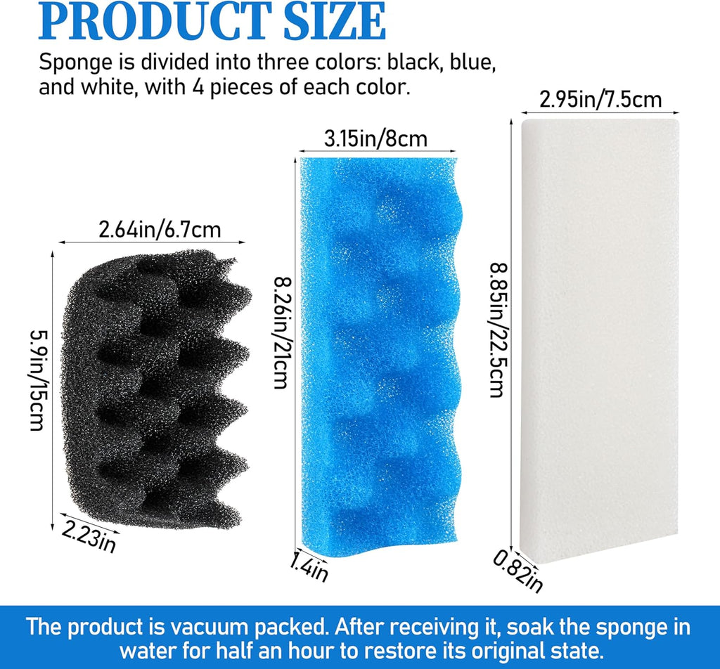 12Pcs Canister Filter Media for Fluval 306/307 Bio Foam Value Pack, Replacement Aquarium Filter Medias (12Pcs Canister Filter Media 306/307)