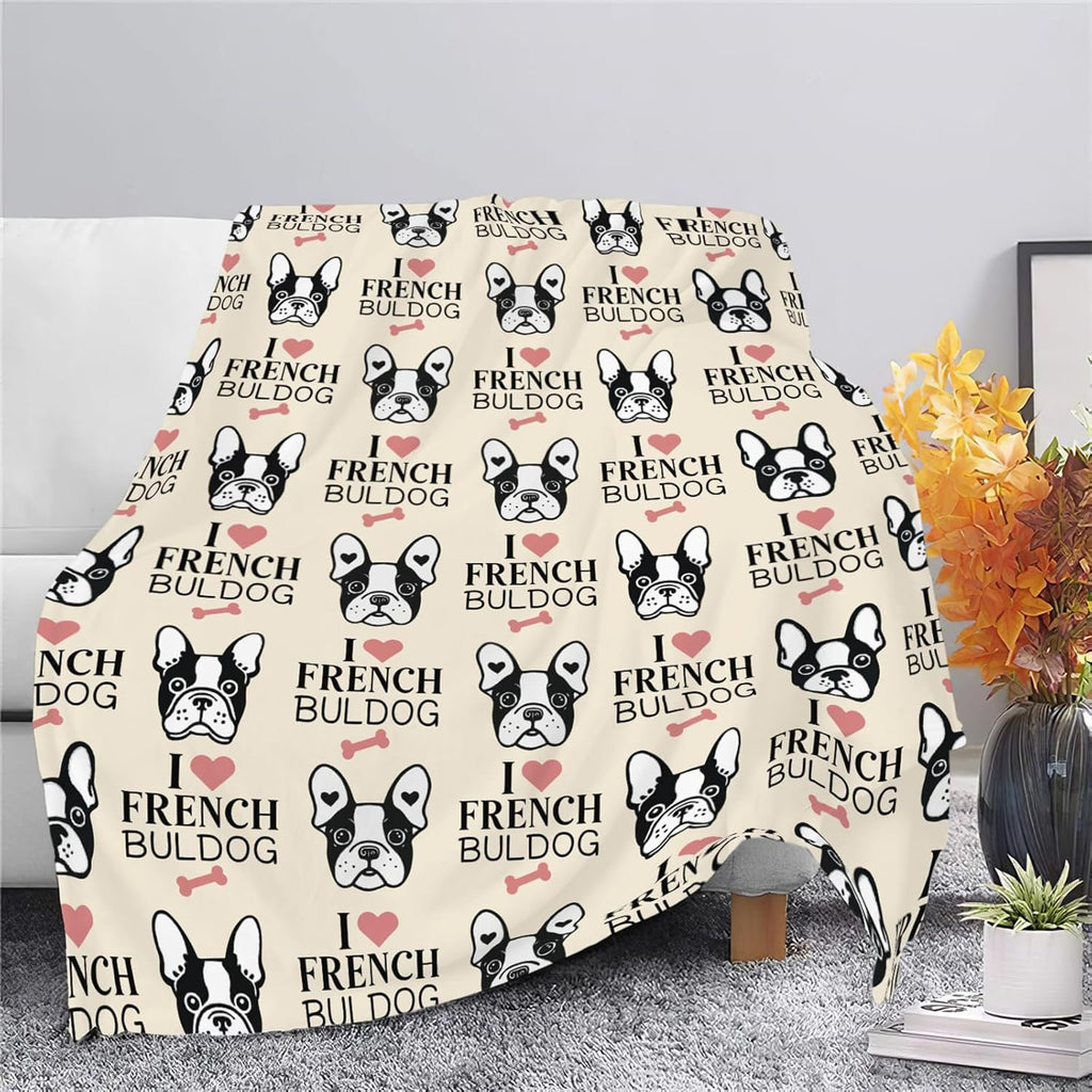 Boston Terrier Throw Blanket French Bulldog Frenchie Puppy Stuff Gifts for Dog Lover Kids Girls Boys Adults Women Men Soft Cozy Warm Plush Fluffy Fuzzy Fleece Blanket Decor 60''X80''