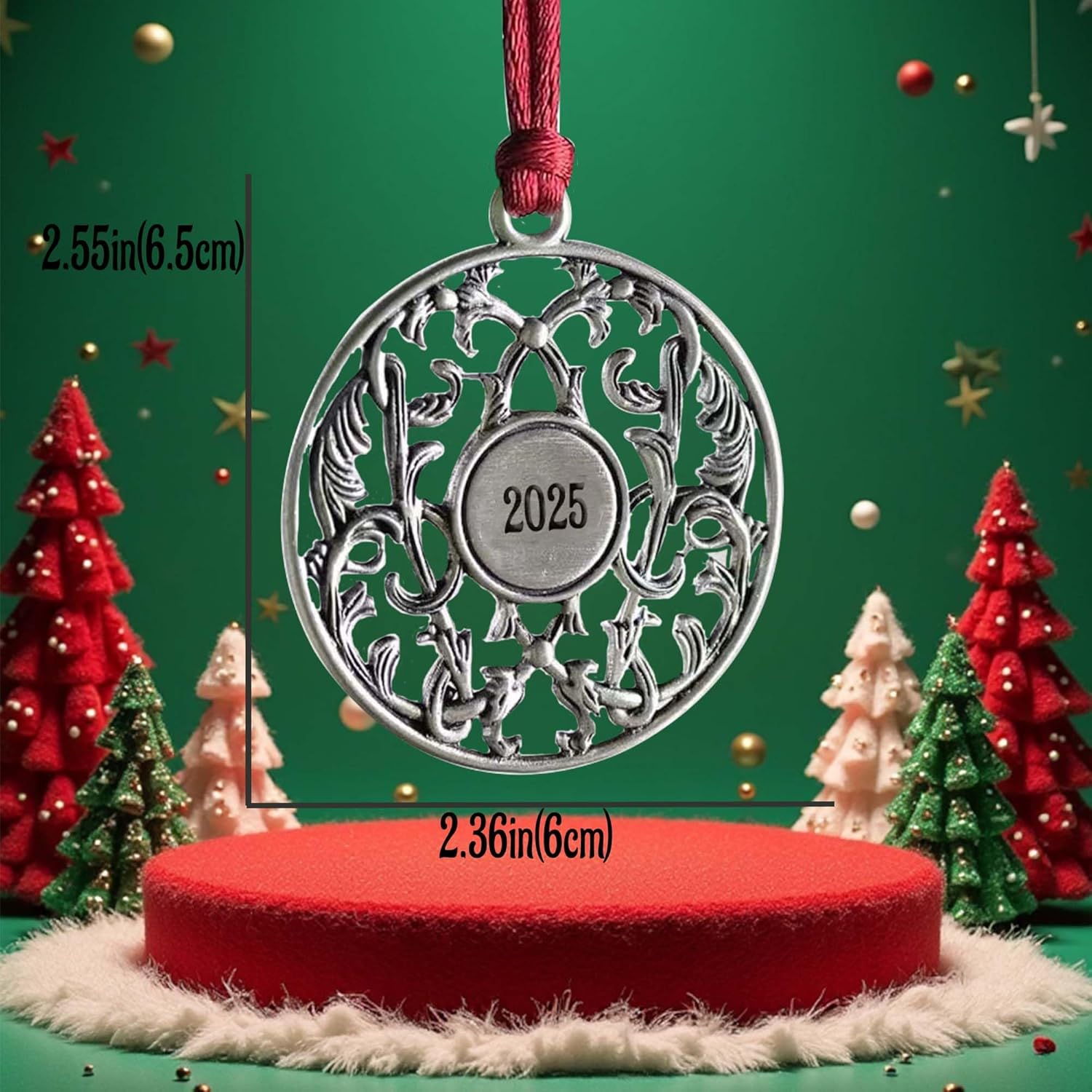 Christmas Ornaments 2025,Xmas Keepsake Pendant, Christmas Tree Ornament Handcrafted Metal DIY Hanging Craft Collectibles for Xmas Trees Home Party Party Gifts (Circle)