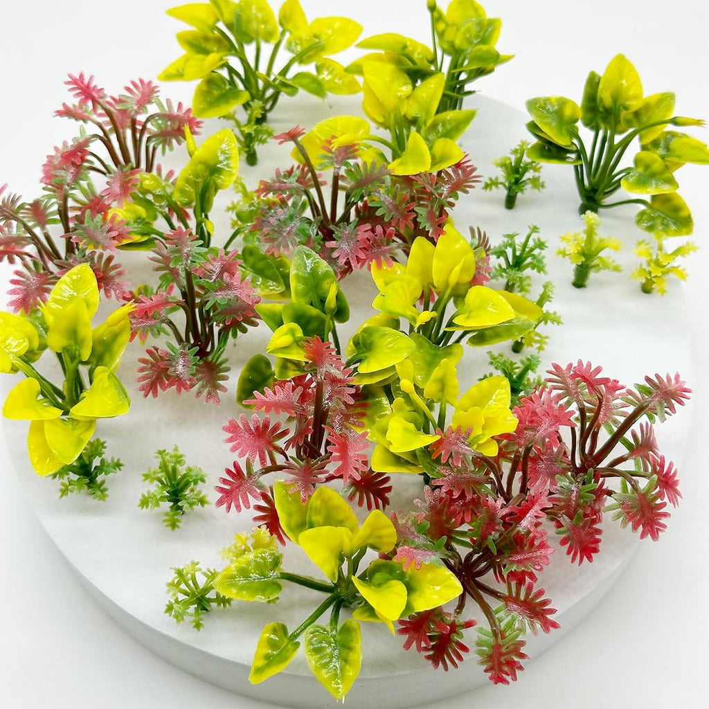 Cayway 100 PCS Mini Model Plants, Miniature Plants Mini Model Trees Green Shrubs Bush Model for Train Scenery Railway Sand Military Layout Park Garden Scene