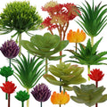 Artificial Succulents Plants, 16pcs Colorful Fake Succulents, Mini Artificial Succulents for DIY Home Floral Wall Garden Office Decoration (Unpotted)
