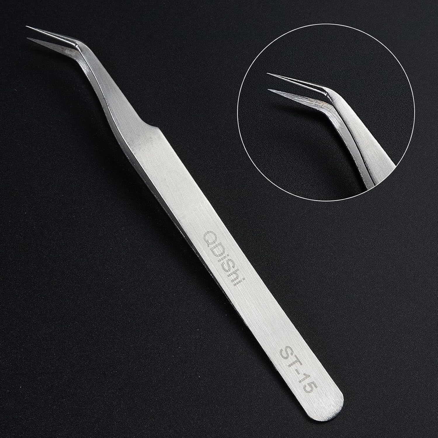 QDiShi Precision Tweezers Set,Upgraded Stainless Steel of Tweezers - Extra Fine,Angled,Blunt Tips for Electronics,Hobby, Industrial,Laboratory Work,Jewelry-Making,Model,Craft（3Pcs）