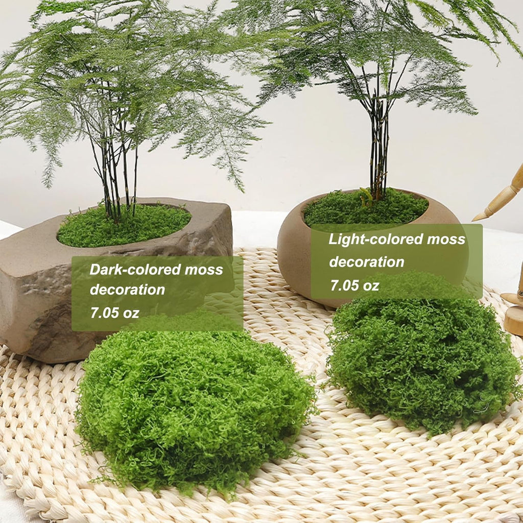 Fake Green Moss 7.05 oz Artificial Moss for Crafts Potted Plants Indoor, Faux Moss Decor for DIY Decorative Table Centerpieces, Glass Containers, Party Wedding & Fairy Garden Floral (Light Green)