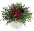 Christmas Centerpieces Table Decorations 10" Small Artificial Potted Christmas Tree Tabletop Pine Plants with Red Berry Pine Cones in Wooden Pot for Home Winter Xmas Mantel Farmhouse Indoor Decor