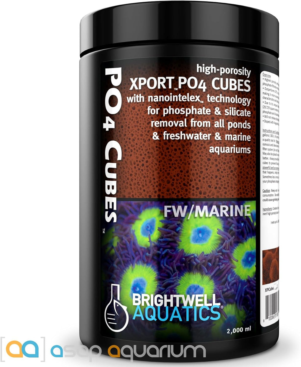 Brightwell Aquatics Xport PO4 Cubes - High-Porosity Cube Filter Media for Phosphate & Silicate Removal from All Ponds & Freshwater & Marine Aquariums, 2L (XPCubeP2L)