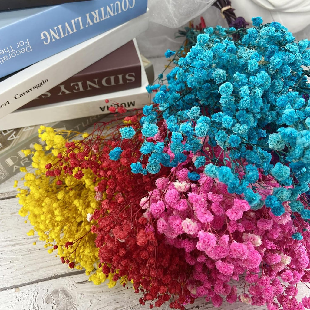 Preserved Baby's Breath, 100% Natrual Gypsophila Long Lasting Flowers for Vase Arrangements Home Decoration Photo Props Parties and Weddings, DIY Décor-Blue