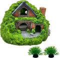 Tfwadmx Fish Tank Hobbit Decorations,Resin Small Fish Cave Hideout House,Aquarium Decor Hide Hole Shelter Hut Ornaments Mini Garden Decorating Accessories