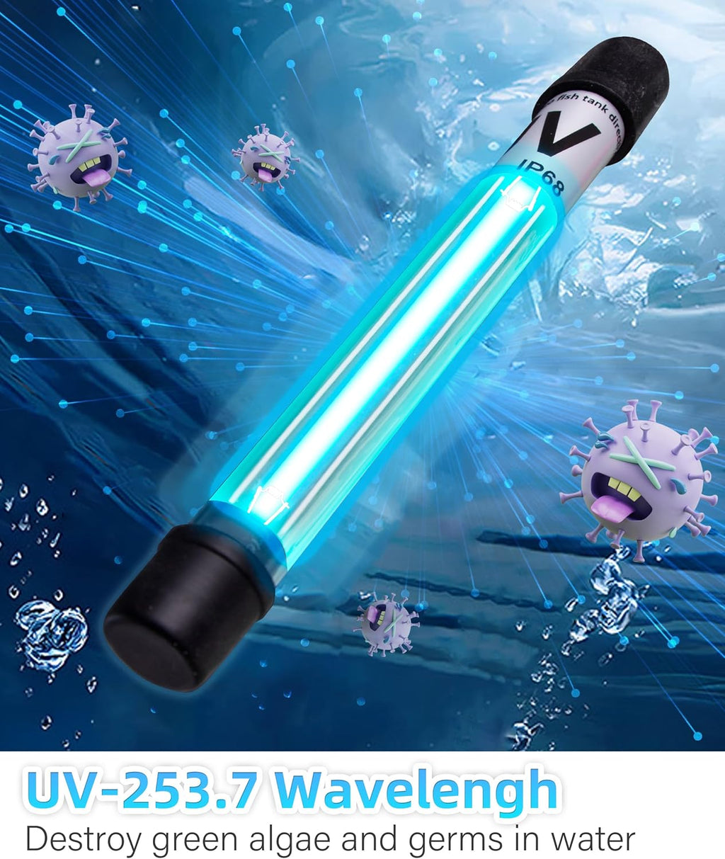 Aquarium Filter U-Very Suitable for 75-300 Gallon Tank, 500GPH Fish Tank Filters for Green Control, Internal Submersible Pump for Turtle Tank, Small Pond, Pool Filter, Cold Plunge Ice Bath Hot Tub