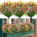 20 Bundles Artificial Flowers, Fake Artificial Greenery UV Resistant No Fade Faux Plastic Plants for Wedding Bridle Bouquet Indoor Outdoor Home Garden Kitchen Office Table Vase