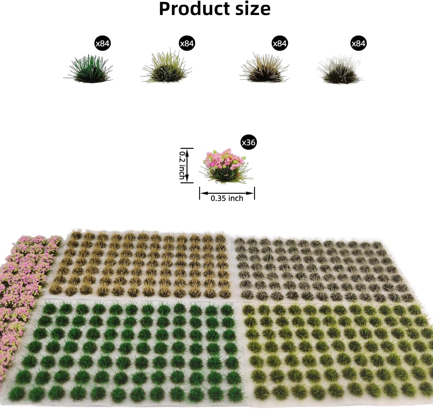 372 Pcs Static Grass Clusters, All Seasons Blend Miniature Grass Tufts for Railway Scenery, Train Layouts, Wargaming Terrain, Diorama Landscape