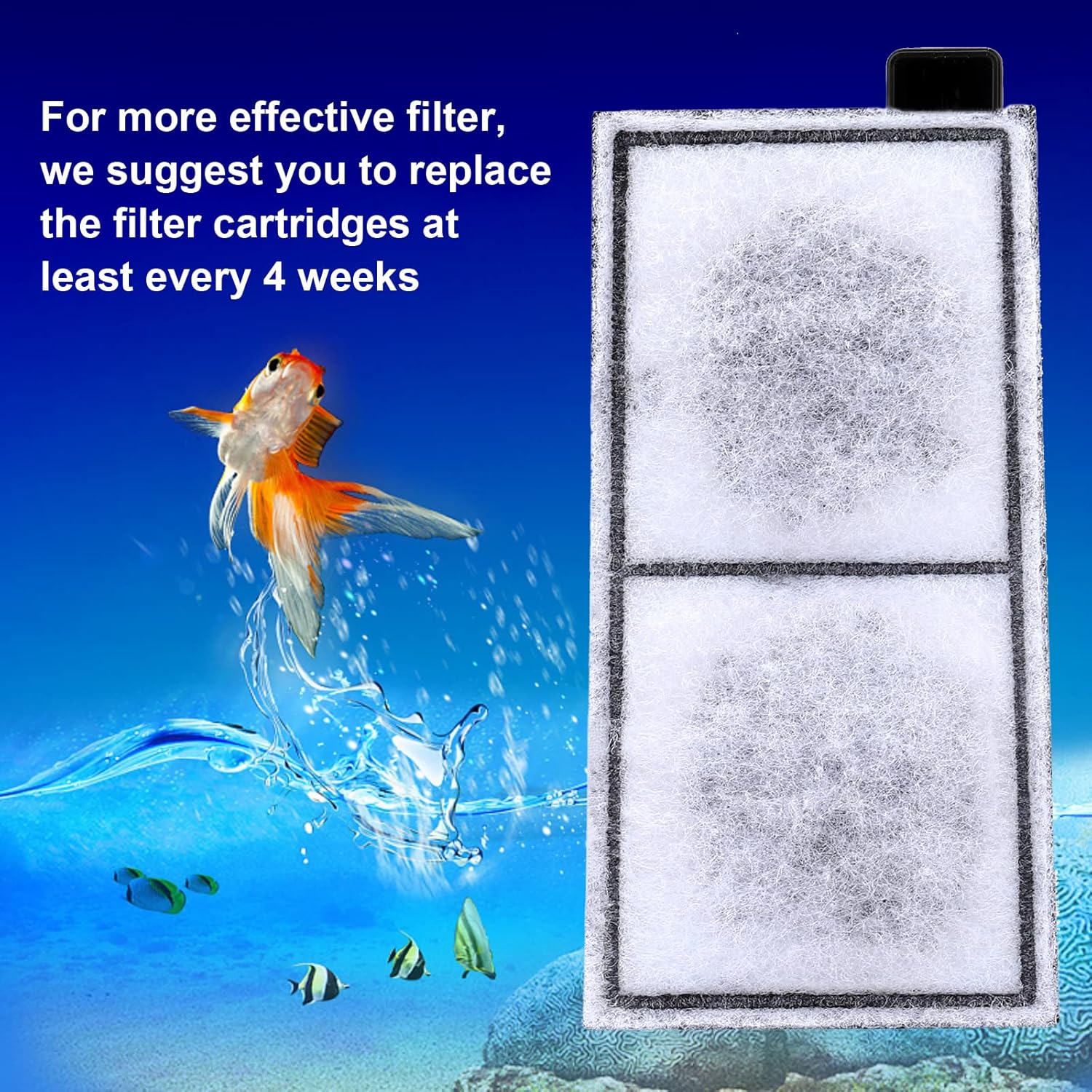 AQQA 8 Pack Aquarium Replacement Filter Cartridge Fish Tank Filter Cartridge for Aquarium Internal Filter (Large)