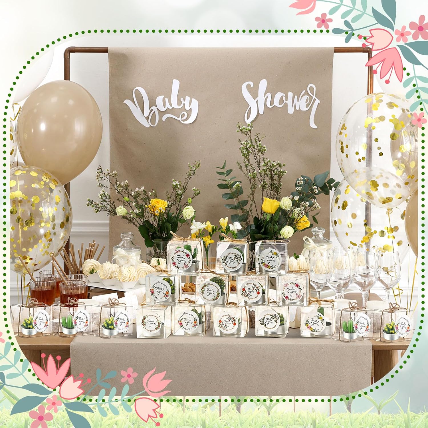 MTLEE 24 Sets Cactus Tealight Candles Delicate Succulent Cactus Candles Mini Candle Plant Party Favors Gifts for Christmas Baby Shower Fiesta Birthday Anniversary Celebration Wedding Party