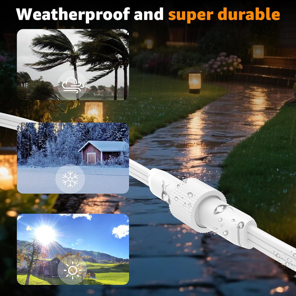 Norward Extension Cable for Govee Permanent Outdoor Lights, IP68 Waterproof Extension Cord, Compatible with Govee H705A H705B H705C and Other Outdoor Lighting Systems (16FT)