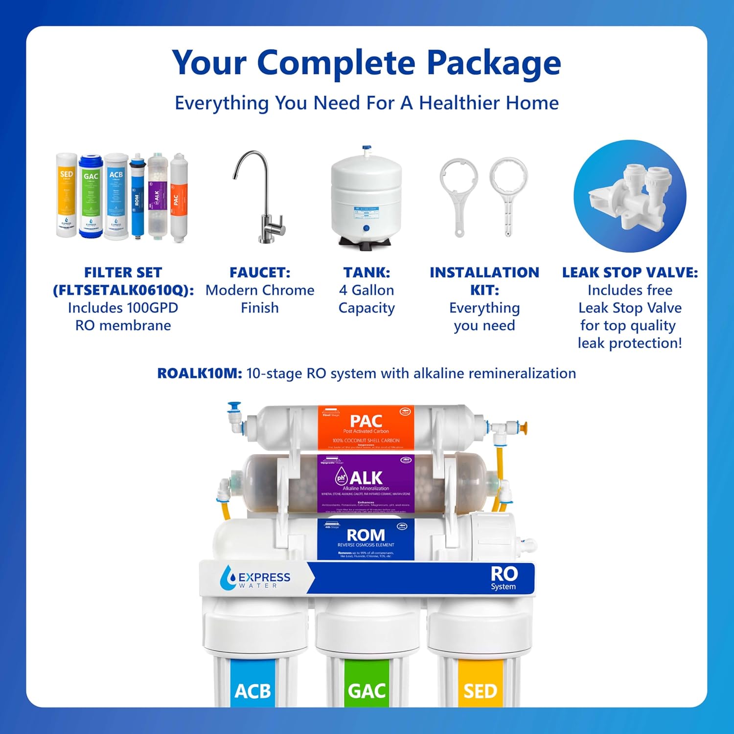 Express Water Reverse Osmosis Water Filter System, Chlorine Reduction, NSF Certified