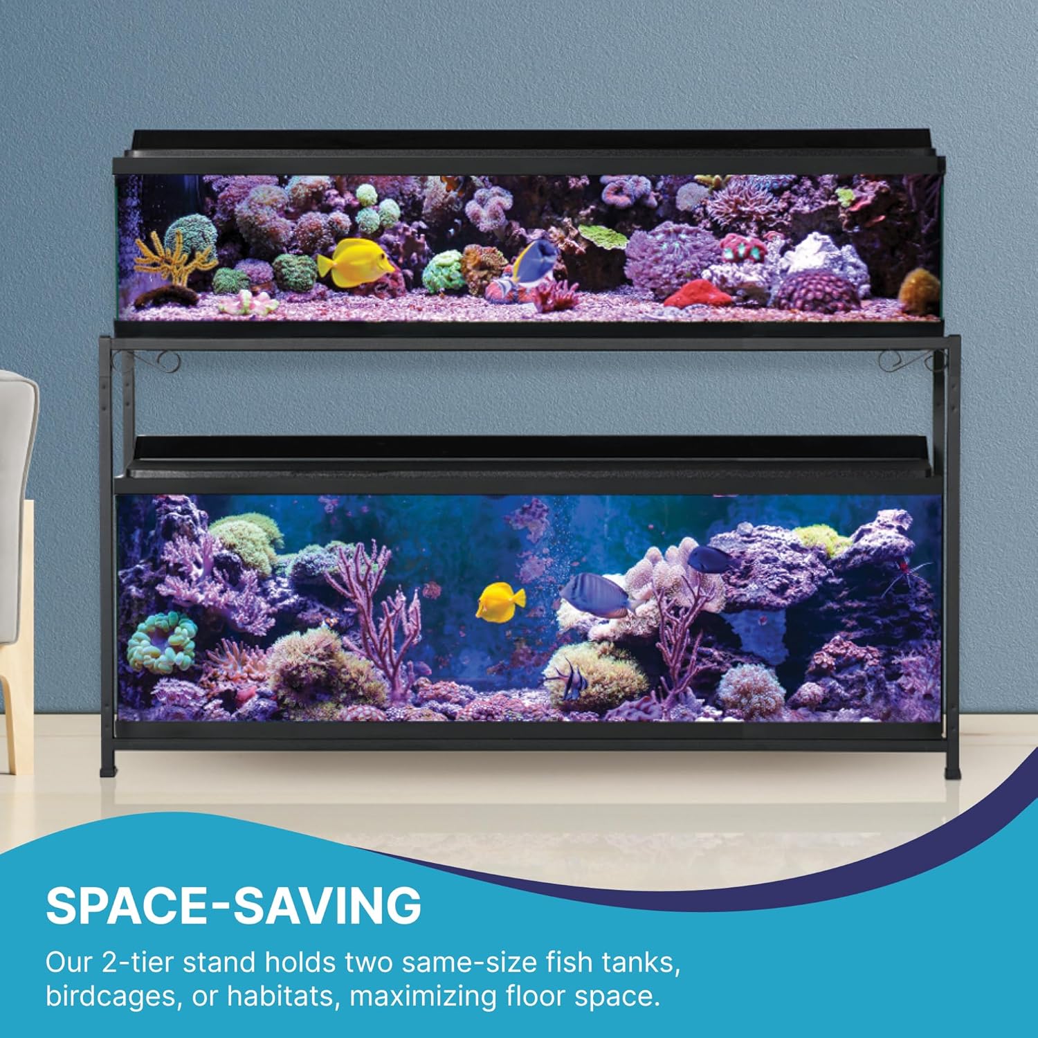 TITANEZE 55 Gallon Double Aquarium Stand (2 Stands in 1), Fish Tank Stand, Bird Cage Stand, 50.5" W x 32" H x 13" D