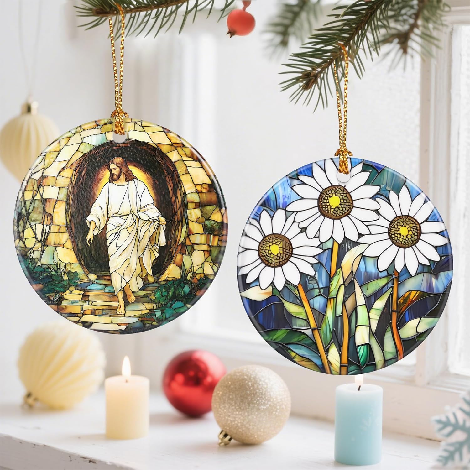 Christian Christmas Decorations, Christmas Tree Ornaments, Keepsake Ornaments, Holiday Decor, Christian Gift, Religious Gifts, Holiday or Xmas Gifts - He is Risen! The Resurrection of Jesus
