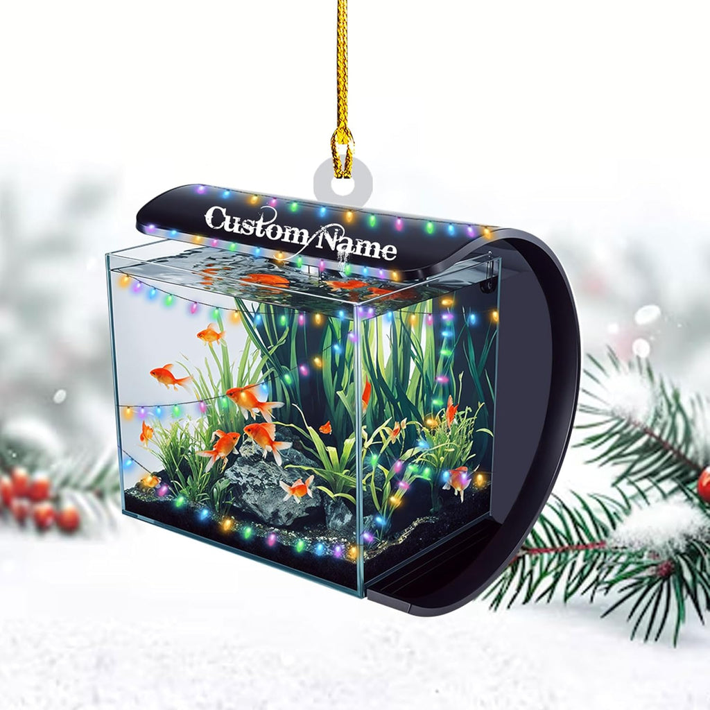 Personalized Aquarium Christmas Ornament, Fish Christmas Ornament, Gift for Fish Lover, Custom Aquarium Christmas Tree Keepsake, Kids First Gift Ideas, Pet Kids Ornament (AFT7)