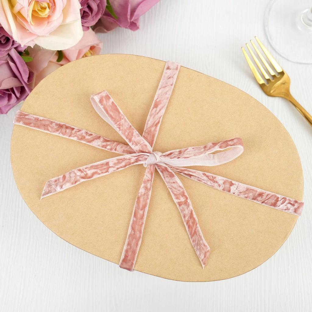MAYREEL Rose Gold Crushed Velvet Ribbon 3/8 Inch Thin Vintage Dusty Pink Ribbon for Flower Bouquet Gift Wrapping Wedding Invitations Crafts Christmas Decorations Party 25 Yards