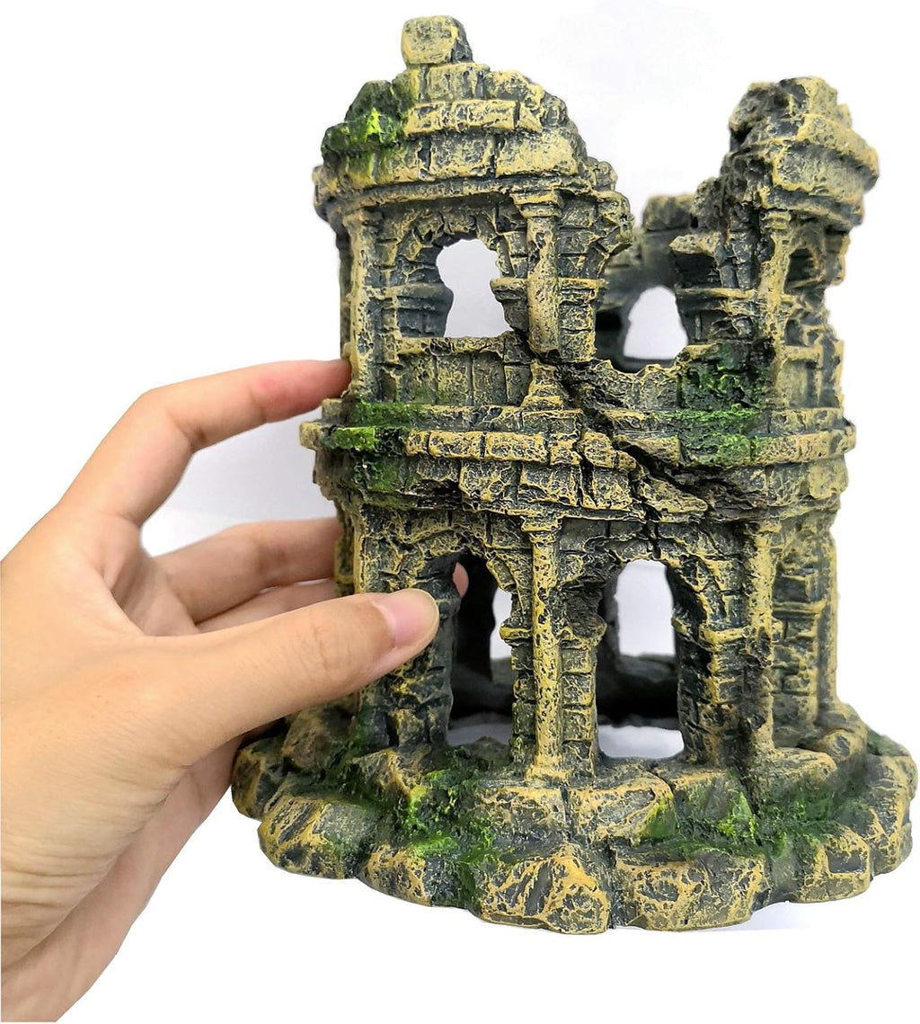 M2cbridge Antique Roman Column Ruins European Castle Aquarium Decorations Fish Tank Hideout Rocks (Roman Column Round)