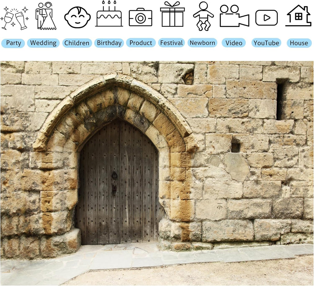 Ancient Jerusalem Buildings Backdrop Rock Stone Wall Photography Vintage Building Background Party Supplies Room Decor Banner Photo Booth Props, 12x8FT