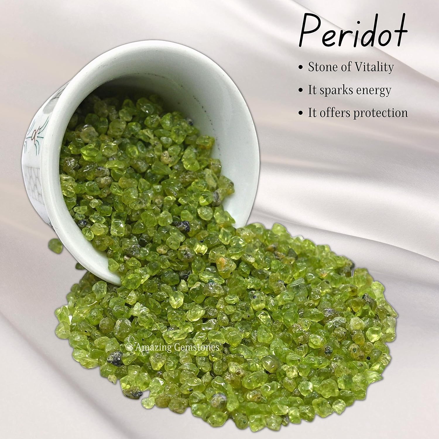 Amazing Gemstone Peridot Crystal Chips Aquarium Gravel Rocks - 1000+ Carat Peridot Chips Bulk Fish Tank Gravel, Small Tumbled Stone Chips and Tiny Crystals for Decoration (Natural AAA Grade Gemstones)