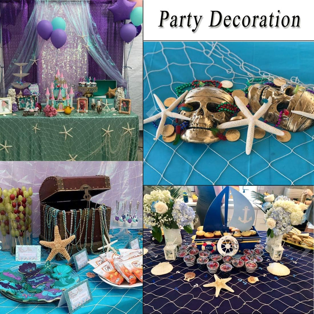 79 x 59 inch Nature Fish Net Wall Decoration with Colorful Sea Shells and 10 Pcs Natural Starfish Ocean Themed Mediterranean Style Fishing Net for Beach Party,Wedding,photography Wall Decoration