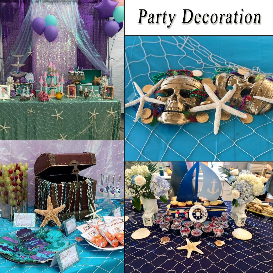 79 x 59 inch Nature Fish Net Wall Decoration with Colorful Sea Shells and 10 Pcs Natural Starfish Ocean Themed Mediterranean Style Fishing Net for Beach Party,Wedding,photography Wall Decoration