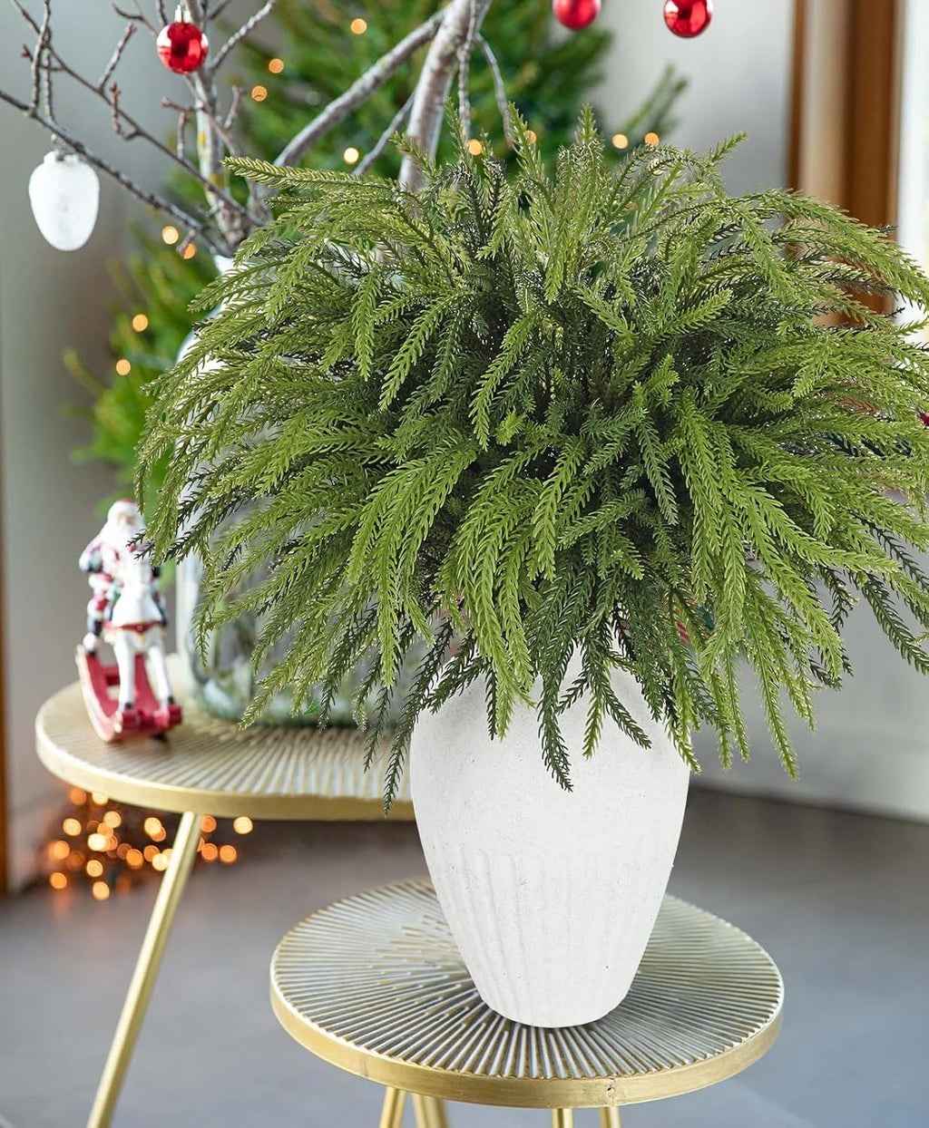 Briful Artificial Norfolk Pine Stems for Christmas Decor, 19 1/2’’ Faux Greenery Branch, Realistic Holiday Cedar Pine Picks for Vase, Garland, Mantel, DIY Floral Arrangement, Set of 12