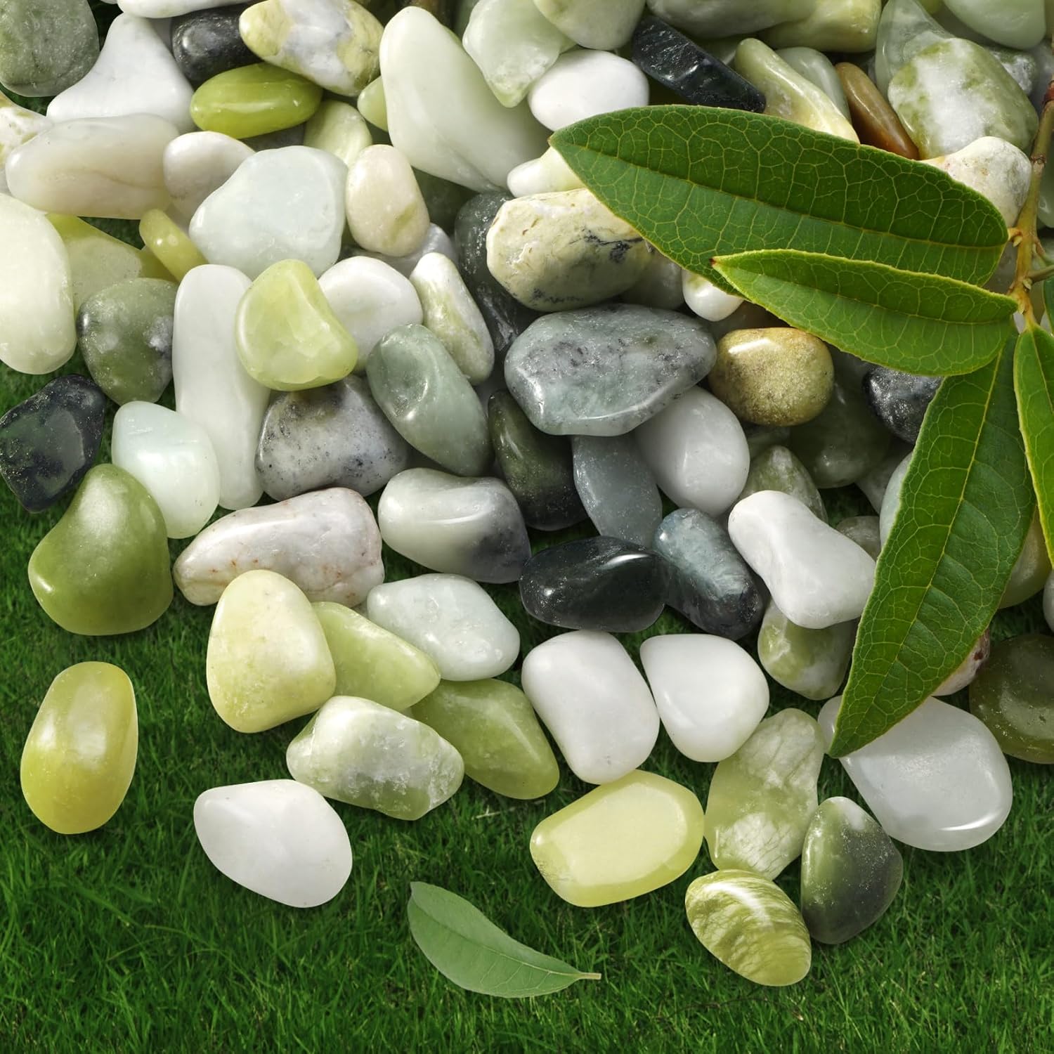 5 lb Jade Pebbles for Indoor Plants, 1/2 Inch Polished Decorative Pebbles for Vase, Bamboo, Succulent, Garden Landscape Decoration River Stone