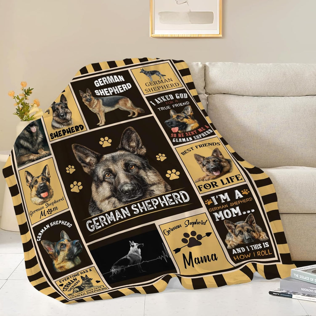 German Shepherd Throw Blanket German Shepherd Puppy Stuff Gifts for Dog Lover Kids Girls Boys Adults Women Men Soft Cozy Warm Plush Fluffy Fuzzy Fleece Blanket Decor 50''X60''